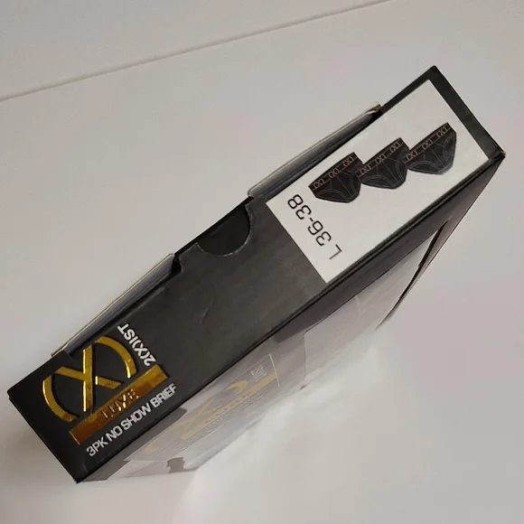 2xist Luxe No Show Brief - Navy Blue With Black Waistband  Gold Accents 3 Pack - Picture 6 of 7